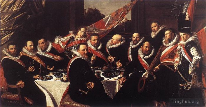Frans Hals Oil Painting - Banquet of the Officers of the St George Civic Guard