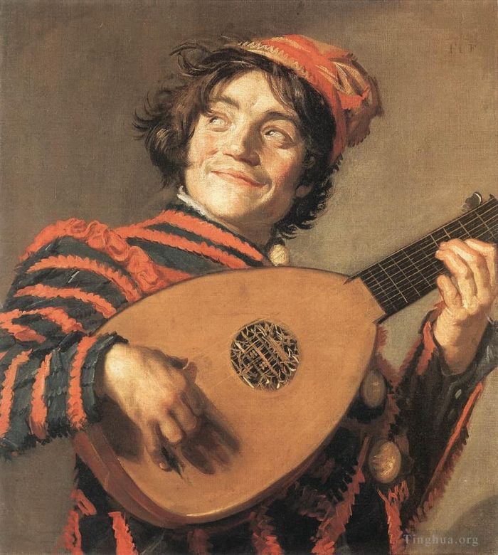 Frans Hals Oil Painting - Buffoon Playing a Lute