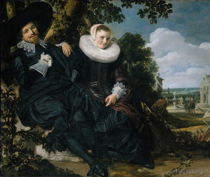 Frans Hals Oil Painting - Marriage Portrait of Isaac Massa en Beatrix van der Laen