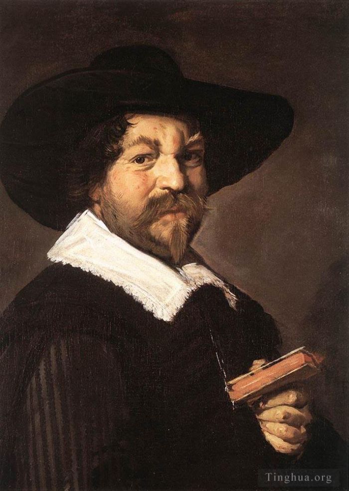 Frans Hals Oil Painting - Portrait Of A Man Holding A Book
