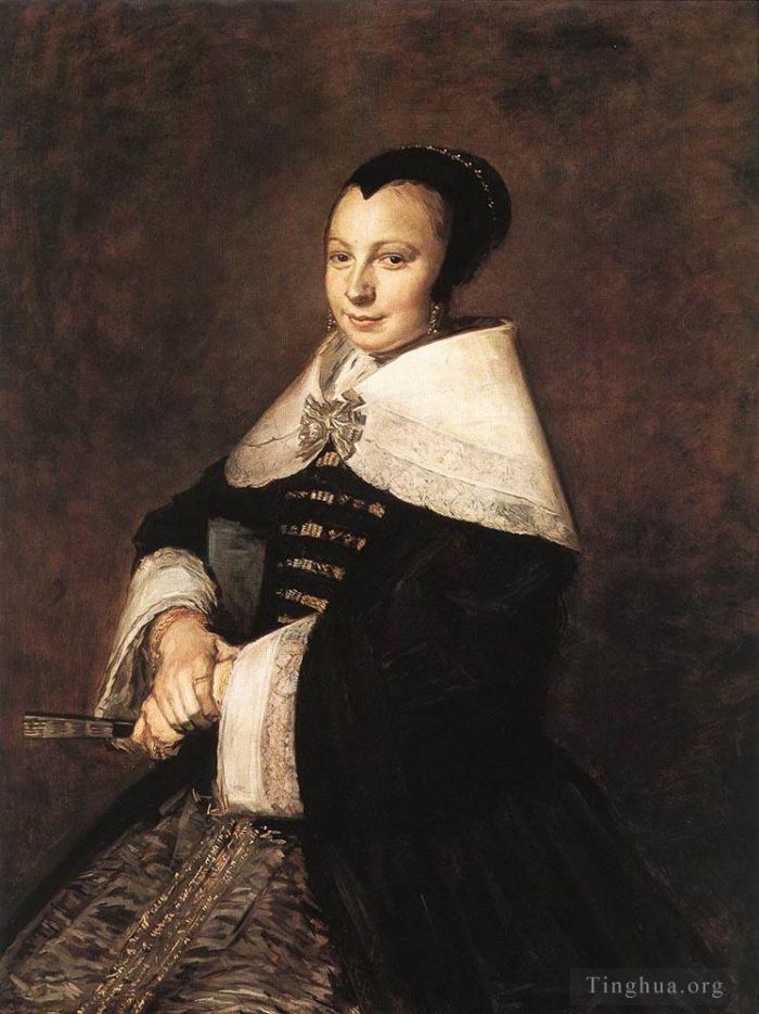 Frans Hals Oil Painting - Portrait Of A Seated Woman Holding A Fan