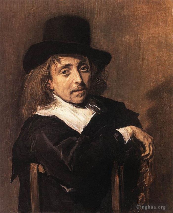 Frans Hals Oil Painting - Seated Man Holding A Branch