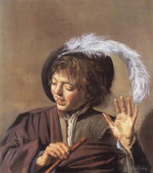 Artist Frans Hals's Work - Singing Boy with a Flute