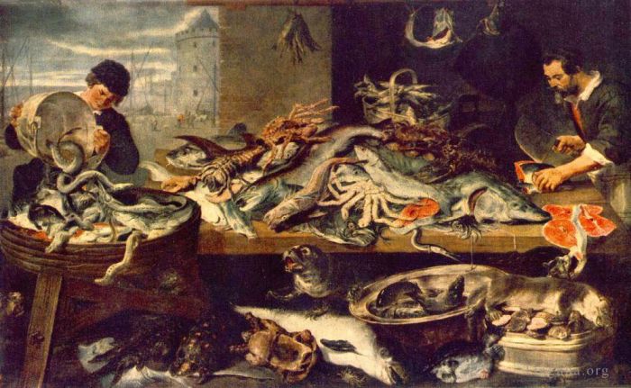 Frans Snyders Oil Painting - Fish Shop