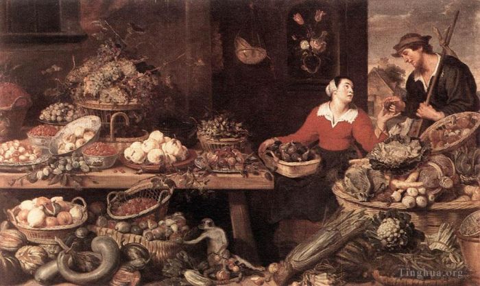 Frans Snyders Oil Painting - Fruit And Vegetable Stall