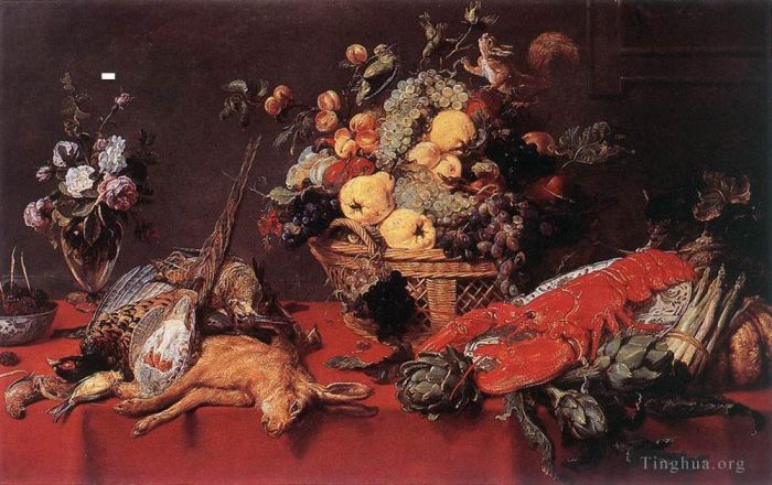 Frans Snyders Oil Painting - Still Life With A Basket Of Fruit