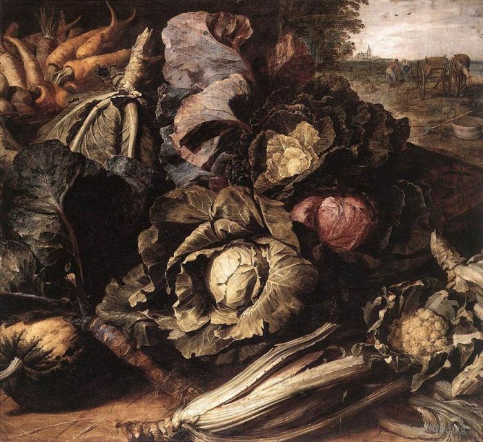 Frans Snyders Oil Painting - Vegetable Still Life