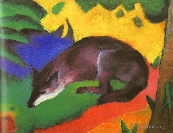 Franz Marc Oil Painting - Blue Black Fox