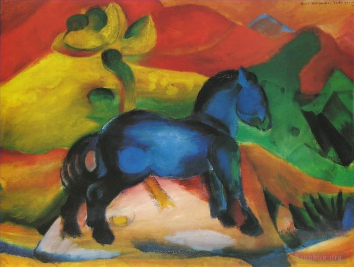 Franz Marc Oil Painting - Dasblaue Pferdchen