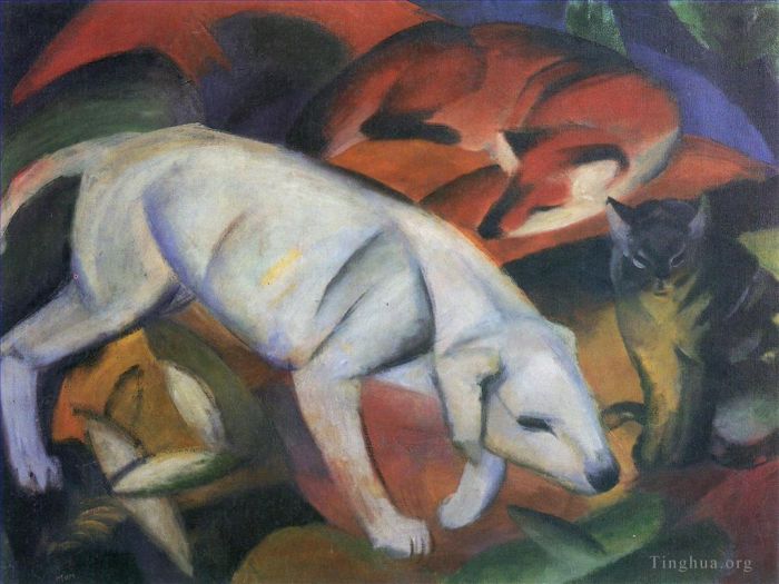 Franz Marc Oil Painting - Drei Tiere