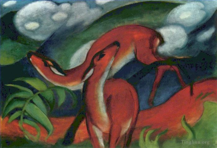 Franz Marc Oil Painting - Rote Rehe II