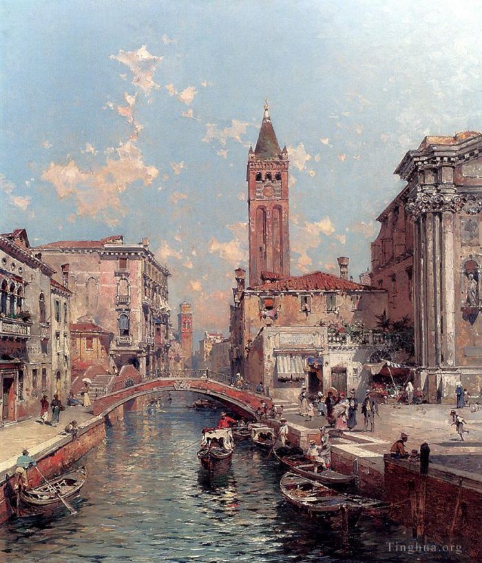 Franz Richard Unterberger Oil Painting - Rio Santa Barnaba Venice Venice