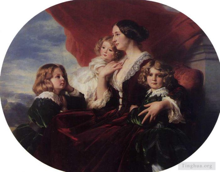 Franz Xaver Winterhalter Oil Painting - Elzbieta Branicka Countess Krasinka and her Children