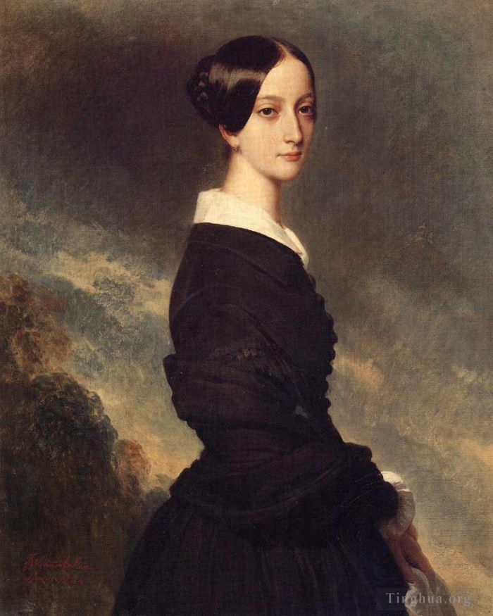 Franz Xaver Winterhalter Oil Painting - Francoise Caroline Gonzague Princesse de Joinville 1844