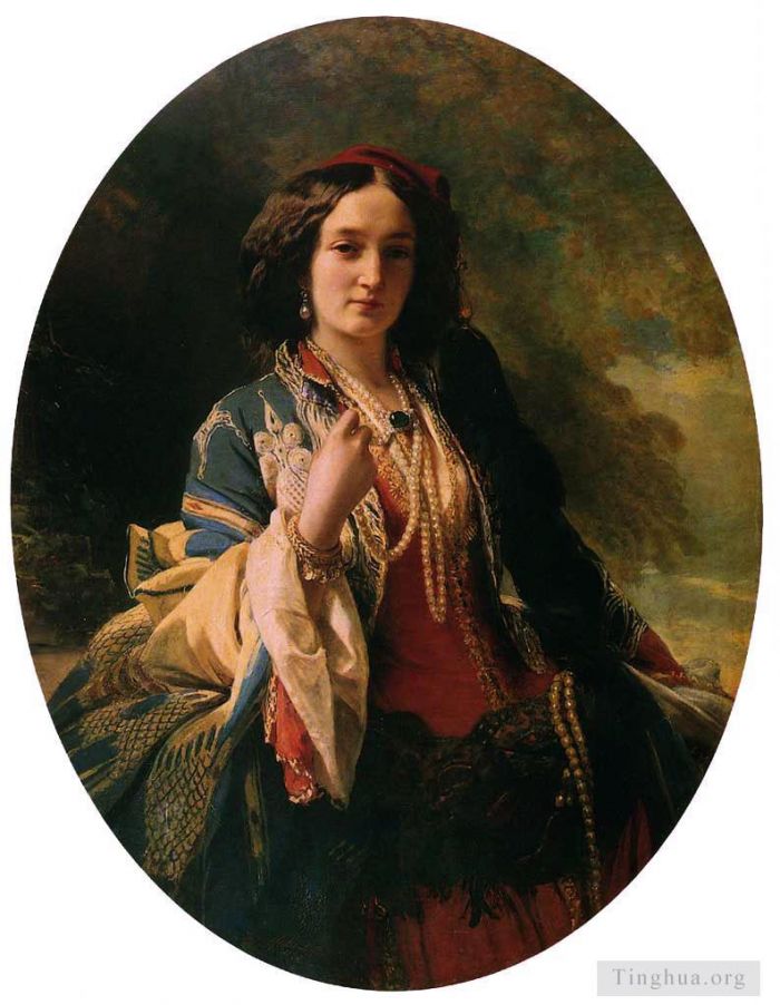 Franz Xaver Winterhalter Oil Painting - Katarzyna Branicka Countess Potocka