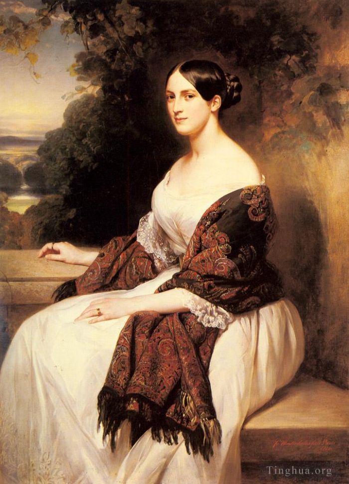 Franz Xaver Winterhalter Oil Painting - Portrait Of Madame Ackerman royalty