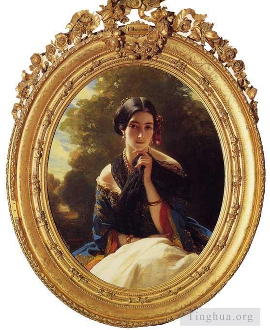 Franz Xaver Winterhalter Oil Painting - Princess Leonilla of Sayn Wittgenstein Sayn