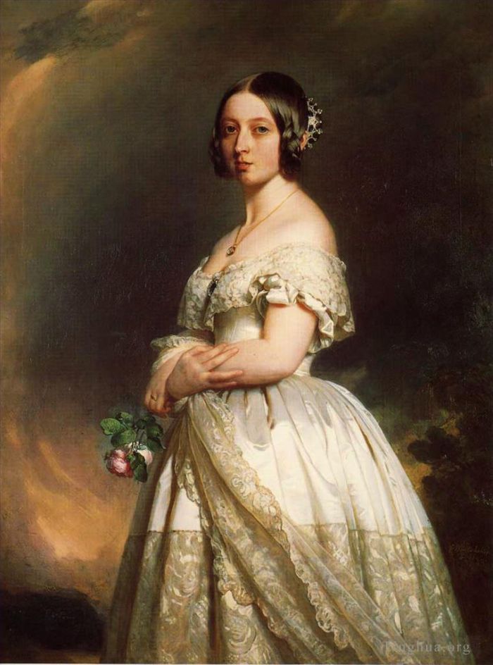 Franz Xaver Winterhalter Oil Painting - Queen Victoria 1842