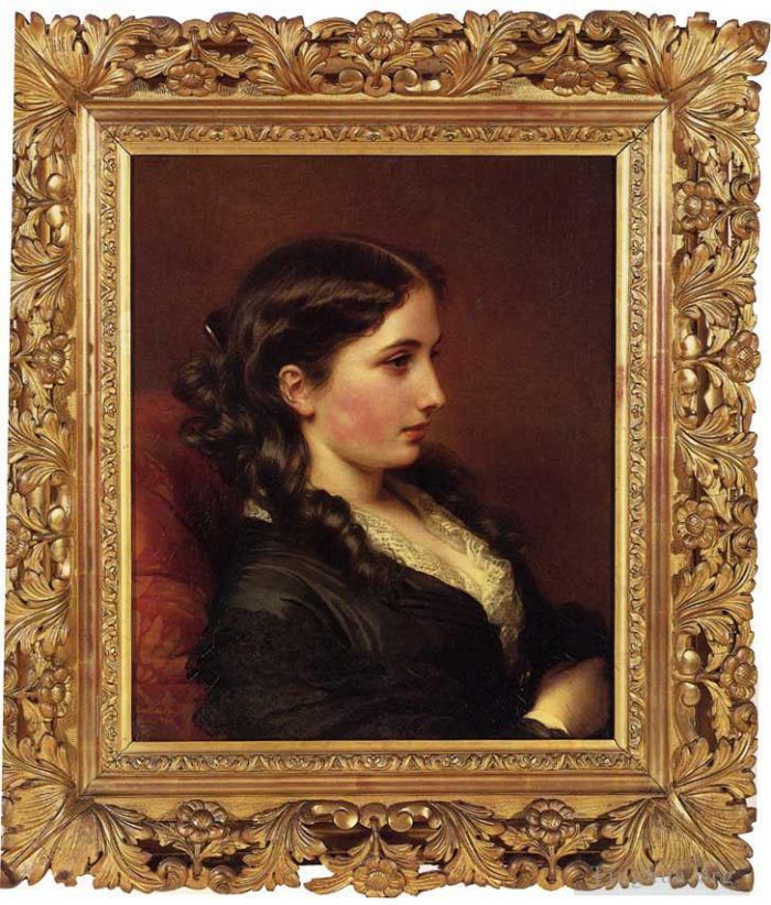 Franz Xaver Winterhalter Oil Painting - Study of a Girl in Profile