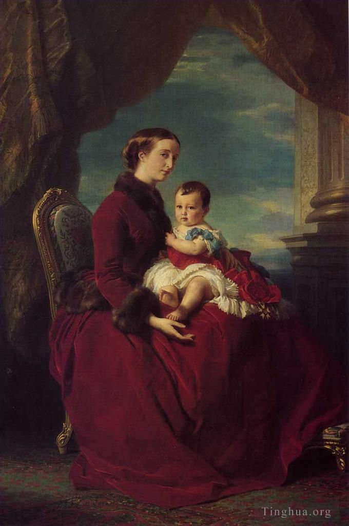 Franz Xaver Winterhalter Oil Painting - The Empress Eugenie Holding Louis Napoleon the Prince Imperial on her