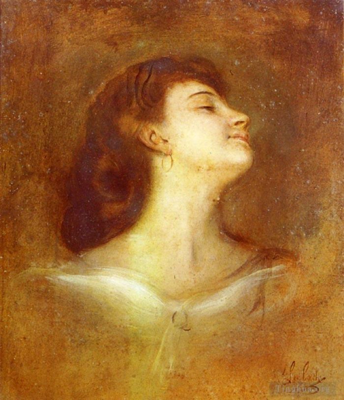 Franz von Lenbach Oil Painting - Portrait Of A Lady In Profile
