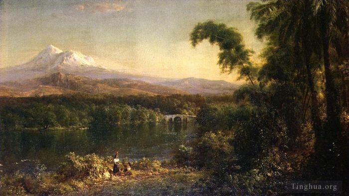 Frederic Edwin Church Oil Painting - Figures in an Ecuadorian Landscape
