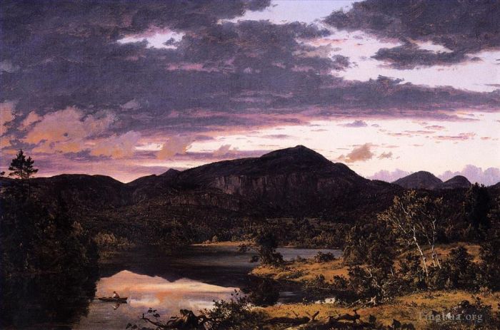 Frederic Edwin Church Oil Painting - Lake Scene in Mount Desert