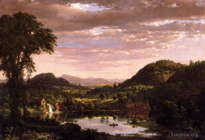 Frederic Edwin Church Oil Painting - New England Landscape aka Evening after a Storm