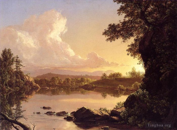 Frederic Edwin Church Oil Painting - Scene on the Catskill Creek New York