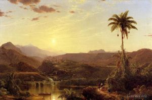 Antique Oil Painting - The Cordilleras Sunrise