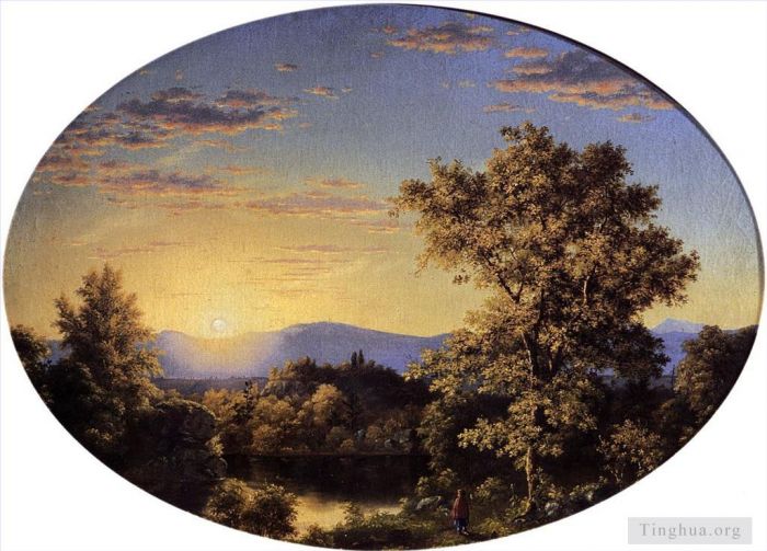 Frederic Edwin Church Oil Painting - Twilight among the Mountains