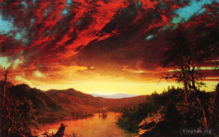 Frederic Edwin Church Oil Painting - Twilight in the Wilderness