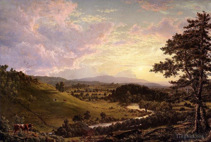 Frederic Edwin Church Oil Painting - View near Stockbridge Mass