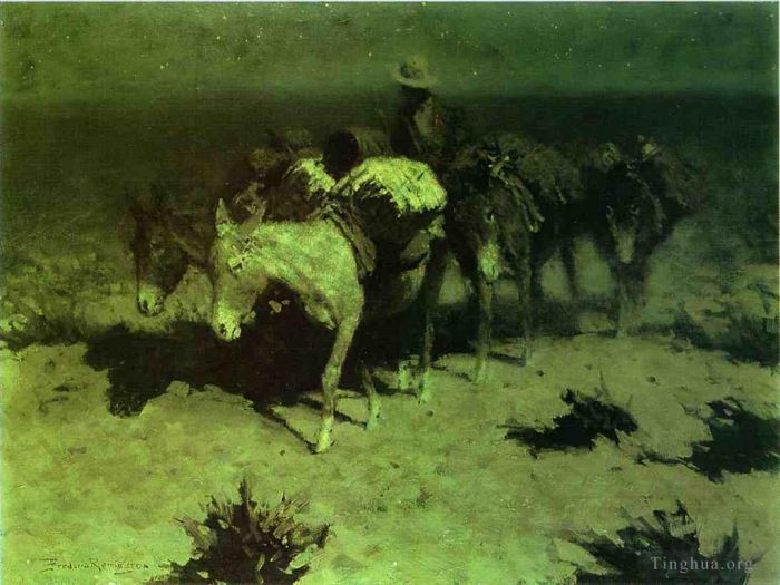 Frederic Remington Oil Painting - A Pack Train