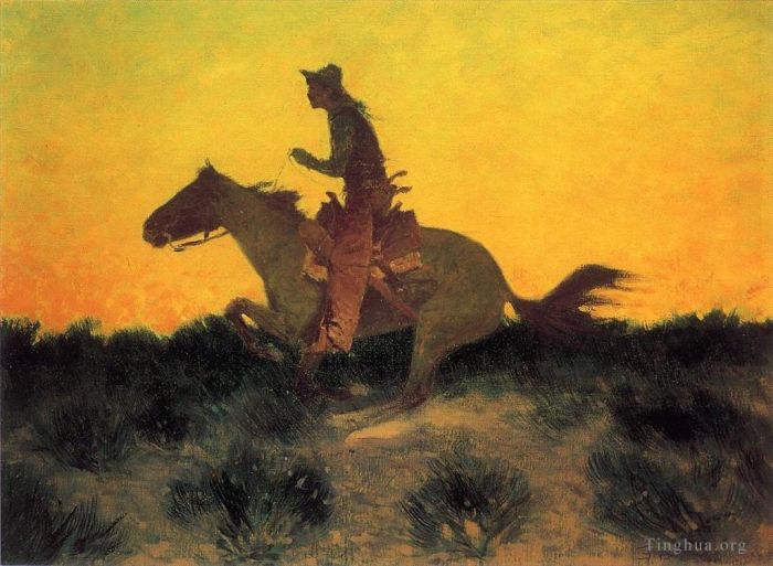 Frederic Remington Oil Painting - Against the Sunset