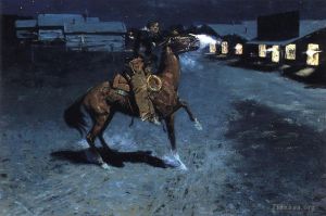 Artist Frederic Remington's Work - An Arguement with the Town Marshall