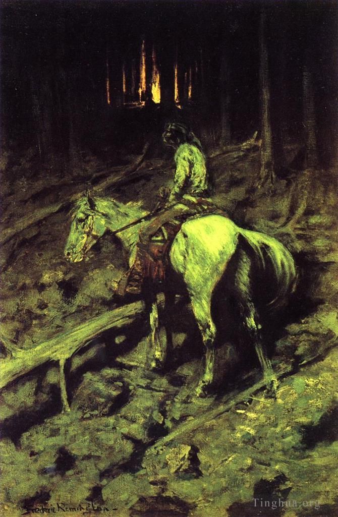 Frederic Remington Oil Painting - Apache Fire Signal