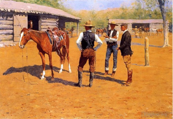 Frederic Remington Oil Painting - Buying Polo Ponies in the West