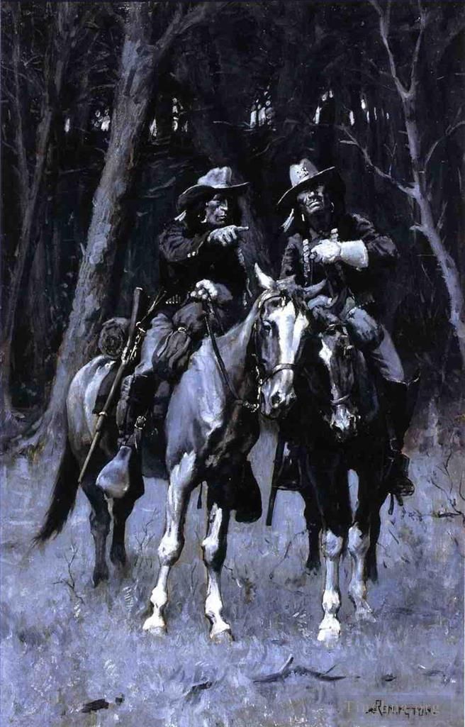 Frederic Remington Oil Painting - Cheyenne Scouts Patrolling the Big Timber of the North Canadian Oklahoma