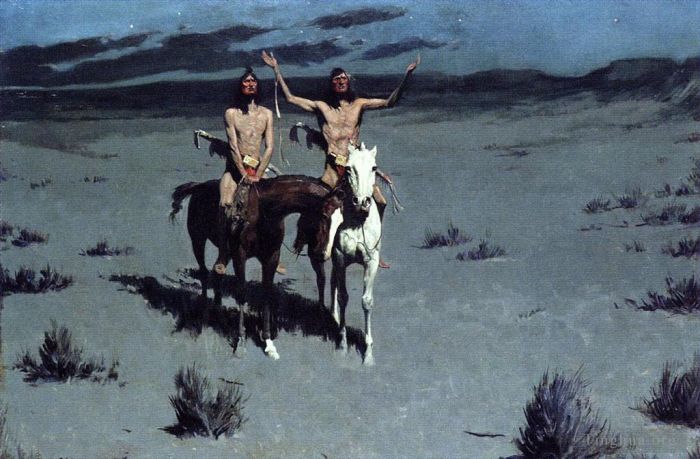 Frederic Remington Oil Painting - Pretty Mother of the Night—White Otter is No Longer a Boy