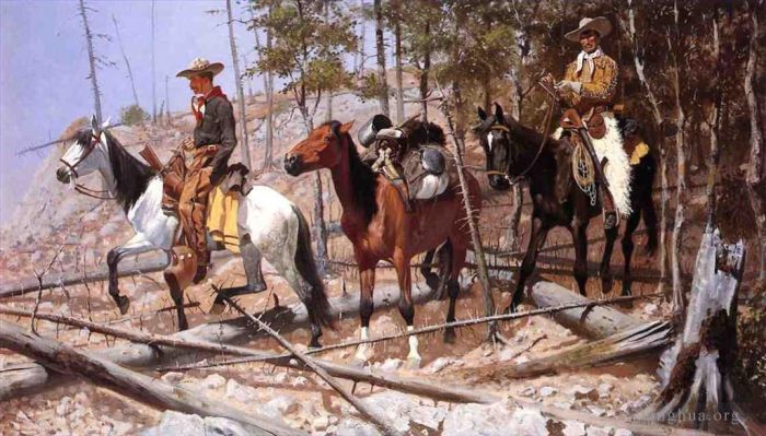Frederic Remington Oil Painting - Prospecting for Cattle Range