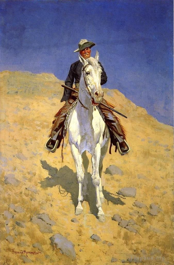 Frederic Remington Oil Painting - Self Portrait on a Horse