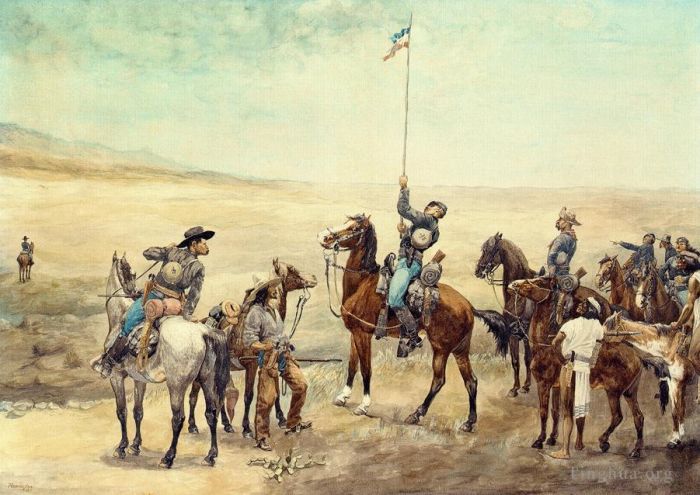 Frederic Remington Oil Painting - Signaling the Main Command
