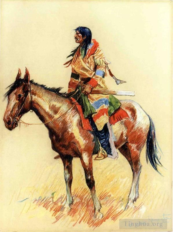 Frederic Remington Various Paintings - A Breed Old American West cowboy Indian Frederic Remington