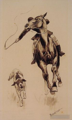 Artist Frederic Remington's Work - Whipping in a Straggler