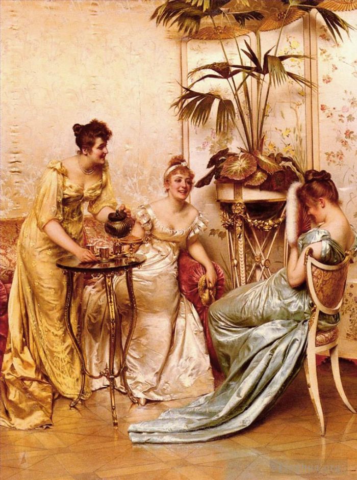Frederic Soulacroix Oil Painting - The Tea Party