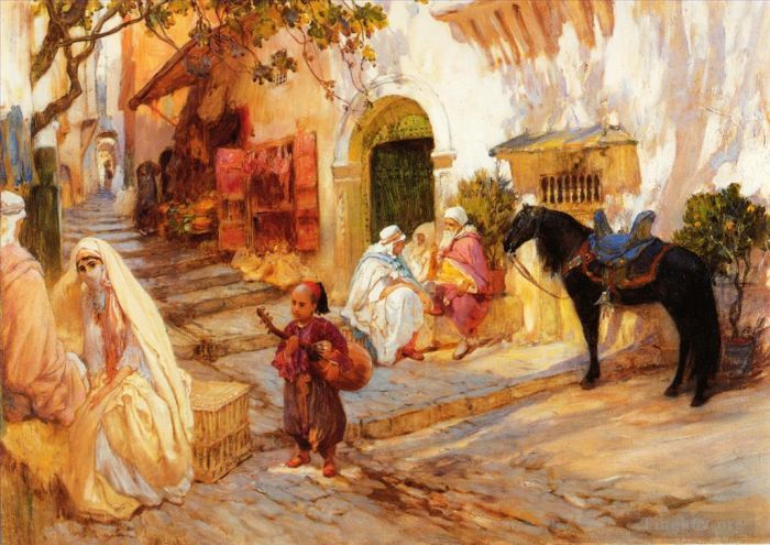 Frederick Arthur Bridgman Oil Painting - A STREET SCENE IN ALGERIA