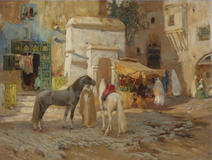 Frederick Arthur Bridgman Oil Painting - AT REST OUTSIDE THE CITY WALLS