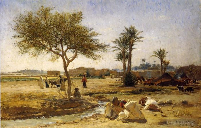 Frederick Arthur Bridgman Oil Painting - An Arab Village