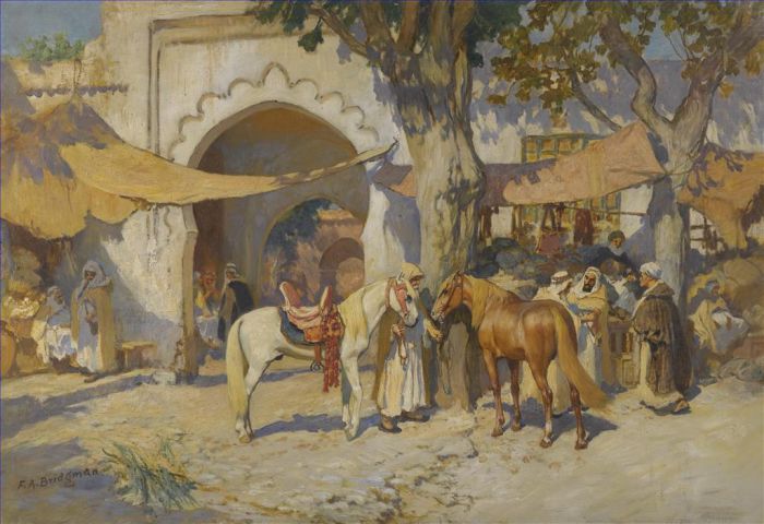 Frederick Arthur Bridgman Oil Painting - BY THE CITY GATE